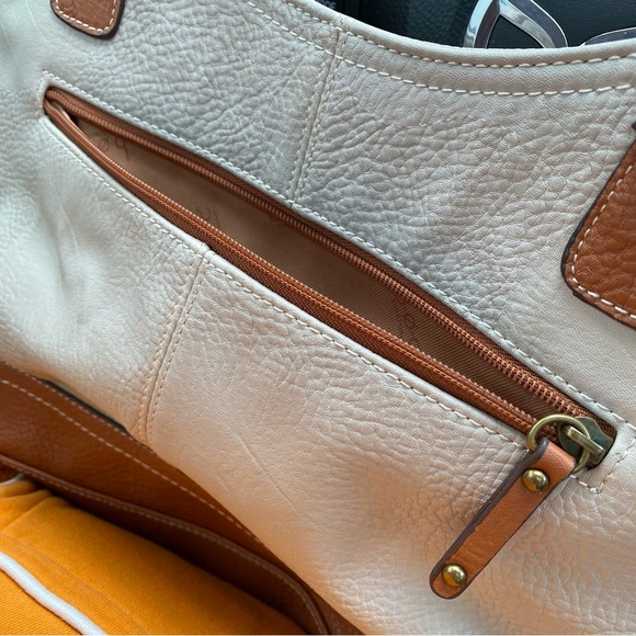 BOC Purse Born Concepts Brimfield Shopper Tote Faux Leather Bag Cream Brown - Picture 7 of 10